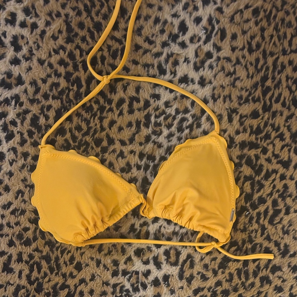 size xs victorias secret pink lettuce trim adjustable yellow bikini top